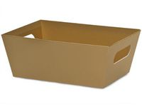 Pack of 6, Gold Large Wide Base Market Tray 7.25" x 9.25" x 3.5" Made From Heavy Paperboard Stock & Work for Gourmet Gift Baskets, Food Baskets or Even As Home Decor Decorative Accessory