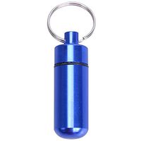 skonhed Key Ring Chain, Portable Waterproof Medicine Box Mini Travel Pill Case Aluminum Capsule Bottle Pill Holder Container(Blue)