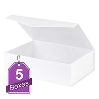 White Hard Gift Box with Magnetic Closure Lid 10.5" X 7" 3" Gift Boxes with White Glossy Finish (5)
