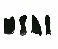 Brand New Natural Black Buffalo Horn Guasha Board Scraping Tools Kit Set of 4 for SPA Acupuncture Therapy Trigger Point Treatment (Type C)