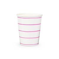 Daydream Society Frenchie Striped Paper Party Cups, Pack of 8, Cerise Pink