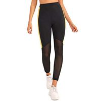 FDelinK 2020 Sport Pants, Women High Waist Tummy Control Yoga Pants Mesh Patchwork Leggings（Black，S）