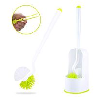 Kimitech Toilet Brush and Holder, 2 in 1 Toilet Cleaner, Soft Silicone Brush and Strong Bristles with Bowl Holder, Come with Water-Dry Diatomite Mat