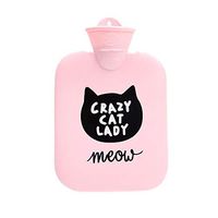 Topdo Hot Water Bottle with Cover Cute Pink Cat Hand Warmers Rubber Explosion-Proof Water Injection Hot Water Bag for Cold Winter Women Men Girls Boys Students Babys 900ml