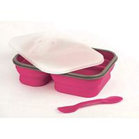 Gourmet Home Collapsible Eco Food-grade Silicone 2-section Lunch Kit Pink