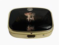 Hiutong Cute Baby Elephant Family Custom Square Gold Glass Pill Case Decoration Metal Medicine Vitamin Tissue Unique Gift