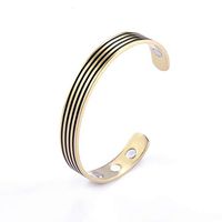 cooltime Magnetic Therapy Bracelet Stainless Steel Unisex Cuff Simple Geometric Punk Bracelet Bangle (Gold)