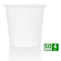 ZenCo Compostable Disposable Paper Cups - 50 Pack 4oz Hot/Cold Beverage Disposable Drinking Cup White - Eco Friendly Cups for Office, Catering, Picnics or Birthdays (50 Count, 4 Ounce)