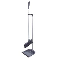 WEIFAN CAI - Broom Sets Aluminum Alloy Handle Iron Dustpan PP Plastic Bristles Cleaning The Kitchen Dust-Proof Durable, (Black, 86x21cm)