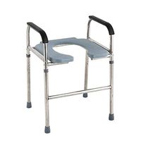 BINZHI Mobile Toilet Chair Stainless Steel Elderly Pregnant Women Disabled Toilet Stool Chair Waterproof Shower Chair Non-Slip Handrail, Bearing Weight 150kg Bedside Toilet (Color : A)