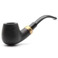 Mr. Brog Full Bent Tobacco Pipe - Model No: 22 Bent Stecker Ebony Sandblast - Pear Wood Roots - Hand Made