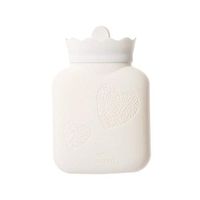 Microwave Heating Bottle Environmental Silicone Transparent Hot Water Bag with Knit Cover, Hot & Cold Therapies - Gift for Birthday, Christmas, Valentine's Day, Gift Exchange Party (White, Short)