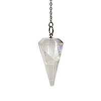 Crystal Pendulum Made of Natural Quartz for Dowsing Divination Chakra Reiki. Pointed with Chain and Jewelry Pouch