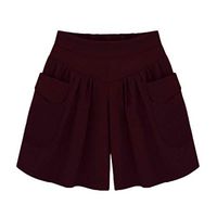 Meikosks Womens Summer Loose Hot Pants Plus Size Shorts with Pockets Lady Casual Bottoms Pants Wine