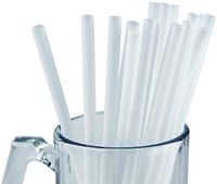Made in USA Pack of 250 Jumbo White (10" X 0.28") Individually Wrapped Plastic Smoothie Drinking Straws (FDA-approved, Non-toxic, BPA-free)