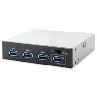 SYBA SY-HUB20134 InfoZone USB 3.0 4-Port Internal Hub 3.5 or 5.25 Bay Front Panel Mounting with Fast Charging
