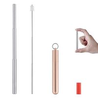 Reusable Straw Stainless Steel Straw with Travel Case，Silicon Tip and Cleaning Brush, BPA Free and FDA Approved（Golden
