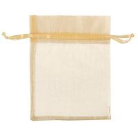Texplus 100Pcs Drawstring Organza Gift Candy Jewelry Party Pouch Bags (Gold, 6"Wx8"L)