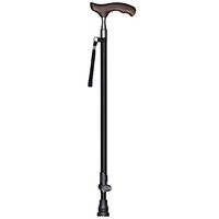 Telescopic Cane Anti-Slip Stick Wooden Grip Carbon Fiber Cane Black Telescopic Cane Adjustable Height 62.5~100Cm