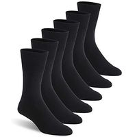 Wide Diabetic Socks Men, Feelwe Men's Cool Black Diabetic Extra Large Socks Circulatory Extra Wide Crew Non-Binding Socks Diabetic Ankle Diabetic Socks Womens Plus Size, 6 Pairs Black XL
