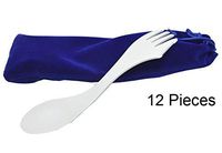 Spork Set of 12pcs, Plastic Spoon, Spork Multiple Use, Multiple Purpose Spork, Plastic Spoon Fork Knife 7-inch Long (White)