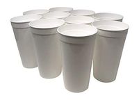 CSBD Stadium 32 oz. Plastic Cups, 10 Pack, Blank Reusable Drink Tumblers for Parties, Events, Marketing, Weddings, DIY Projects or BBQ Picnics, No BPA (White)