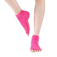 Tomppy Yoga Socks for Women Pilates, Barre, Ballet, Fitness Toeless Anti-Skid Slipper Socks with Grips (Hot Pink, one Code (35-39))