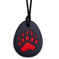 Munchables Bear Paw Chew Necklace - Sensory Chewable Jewelry for Boys (Red)