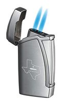Visol Everest Brushed Chrome Dual Torch Flame Cigar Lighter with Texas Design (Come and Take It)