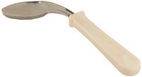 Sammons Preston Deluxe Easy-Hold Offset Spoon, Right Hand, Stainless Steel Utensil is 8" Long, Polypropylene Handle is 4.5" Long with 1" Diameter, Adaptive Eating Aid for Limited Wrist Range of Motion