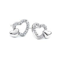 Meolin Stud Earrings Crystal Double Heart Earrings for Women Girls
