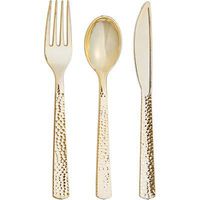 Club Pack Hammered Look Metallic Gold Assorted Cutlery, Box of 288 Pieces (96 Place Settings)