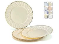 " OCCASIONS" 40 Plates Pack, Heavyweight Disposable Wedding Party Plastic Plates (10.25'' Dinner Plate, Blossom Ivory & Gold)