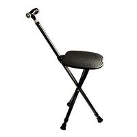 MSQL Folding Canes Seat Walking Stick Massage Canes Chair, with LED Light, Height Adjustable for Elder Parents Gift,Black