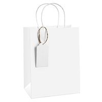 BagDream Kraft Paper Gift Bags with Handles Bulk 50 Pcs 8x4.25x10.5 Inches White Paper Bags with Gift Tags Kraft Bags Retail Bags Heavy Duty Gift Bags