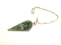Jet Energized Moss Agate Cone Shaped Pendulum Faceted Top Quality A++ Jet International Crystal Therapy Booklet Gemstone Image is JUST A Reference
