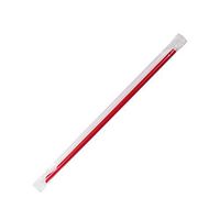 Karat C9086 9.45" Spoon Straws (6.5 mm Diameter), Poly-Wrapped, Solid Red (Case of 5000)