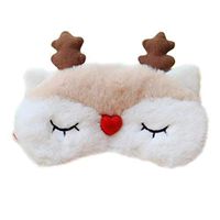Frcolor Cartoon Animal Plush Sleep Eye Mask Cute Elk Traveling Night Blindfold Eye Cover for Women Girls