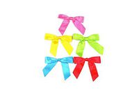Twist Tie Bows for Treat Bags or Wrapping Any of Your Ideas, Amazing for Wrapping Candy, Favor Toys 50 Pre Tied Bows in Five Beautiful Colors Pink, Blue, Red, Lime. 10 Bows of Each Color. (5 inches)