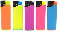 HHB Eclipse Assorted Rubberized Neon Color Refillable Electronic Jet Flame Lighter, 4ct, 1274JNEON-4
