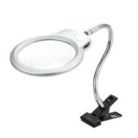 New 5X 2.5X Lighted Table Top Desk Magnifier Magnifying Glass With Clamp LED Light