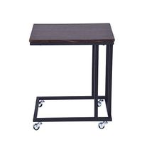 US Fast Shipment Quaanti Snack Side Table,Mobile End Table Bedside Table Laptop Rolling Cart C Shaped TV Tray Coffee Tablet Slide Sofa Couch Overbed Table,Home Office Notebook Stand (Black Walnut)