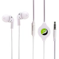 Hi-Fi Sound Retractable White Headset Earphones Dual Earbuds Mic for iPad - iPod - iPhone 6 6S Plus 5S - Samsung Galaxy Note8 Note 9, S8 S9 Plus S7, S6, Edge, S5 - LG G3 G4 G5 G6 G7 - All 3.5mm Phones