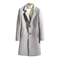 Alvinm Men's Jacket Autumn Winter Casual Coat Long Sleeved Large Size Lengthened Outwear Gray