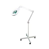 BoliOptics Professional LED Magnifying Lamp on Rolling Floor Stand - Full Spectrum Daylight Bright Magnifier Glass Lighted Lens - Adjustable Swivel Arm + Optional Clamp, White, 5 Diopter, 6 inch Lens