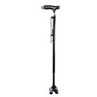 YULAN Black Walker Crutches Aluminum Lights Retractable Adjustable Non-Slip Four-Legged Old Man's Staff