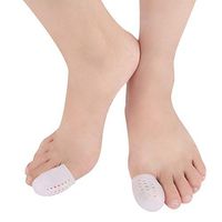 Heallily 2 Pair Toe Sleeve Slotted Toe Cover Cap Protector for Corns Calluses Blister Ingrown Toenail Reduce Friction (White)