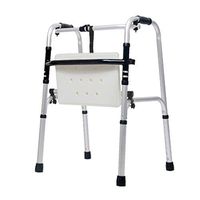 Folding Walker with Seat - Adjustable, Portable, Lightweight, Compact Elderly Walking Medical Mobility Aid for Handicap | Bariatric Adult Walking Frame