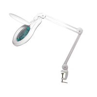 BoliOptics Professional LED Magnifying Lamp, Full Spectrum Daylight Bright Magnifier Glass Lens, Adjustable Swivel Arm + Clamp for Desk Table Craft Work Bench, White, 8 Diopter, 5 inch Lens