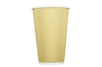 [500 COUNT] Disposable Double Walled Hot Cups - No Sleeves needed Premium 16 oz Insulated Ripple Wall To Go Hot Coffee Tea Chocolate Drinks Perfect Travel ToGo Paper Cup Natural Kraft (16oz Cups)